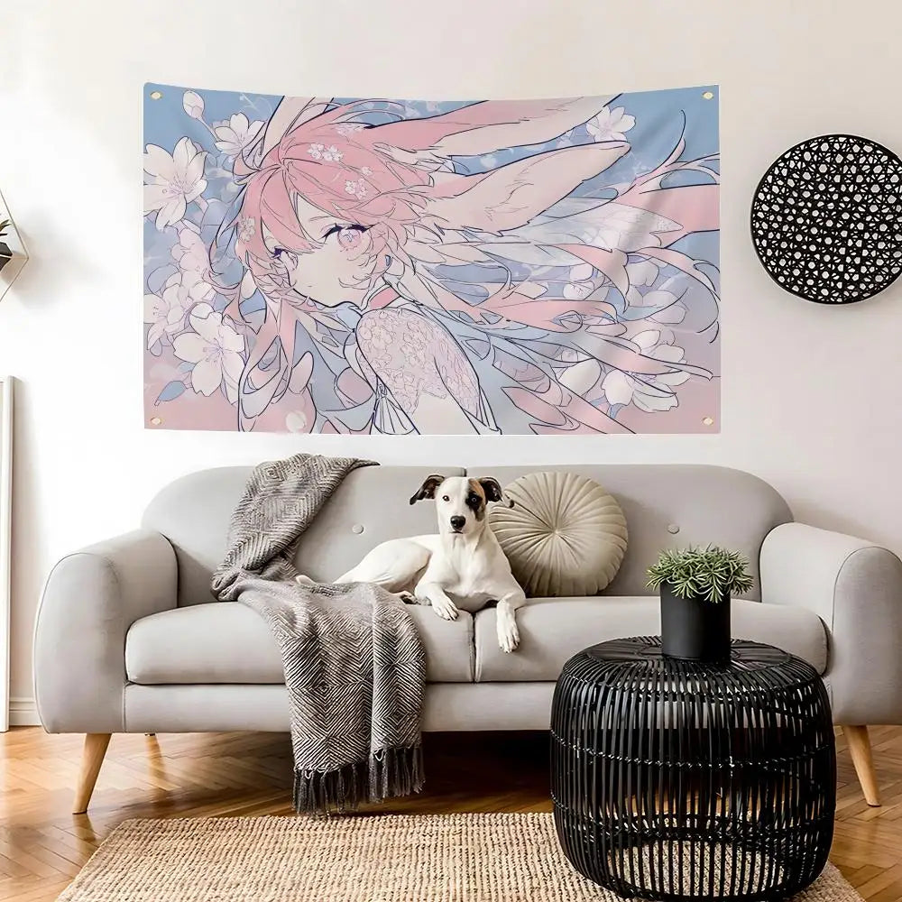 Anime Angel Girls Kawaii Wall Flag – 6 Sizes | Indoor & Outdoor Decorative Wall Flag Axl