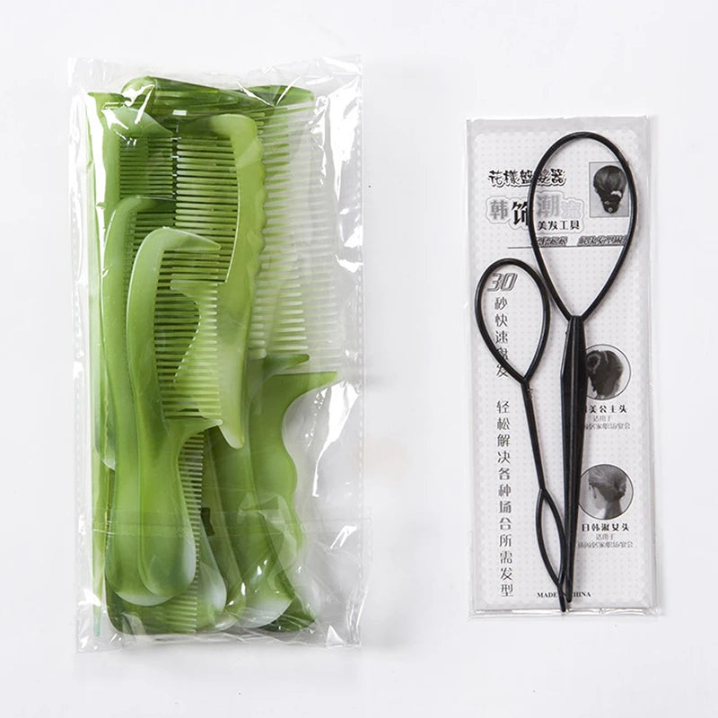 10-Piece Green Hair Comb Set – Coarse & Fine Tooth Styling Hair Comb Set Axl