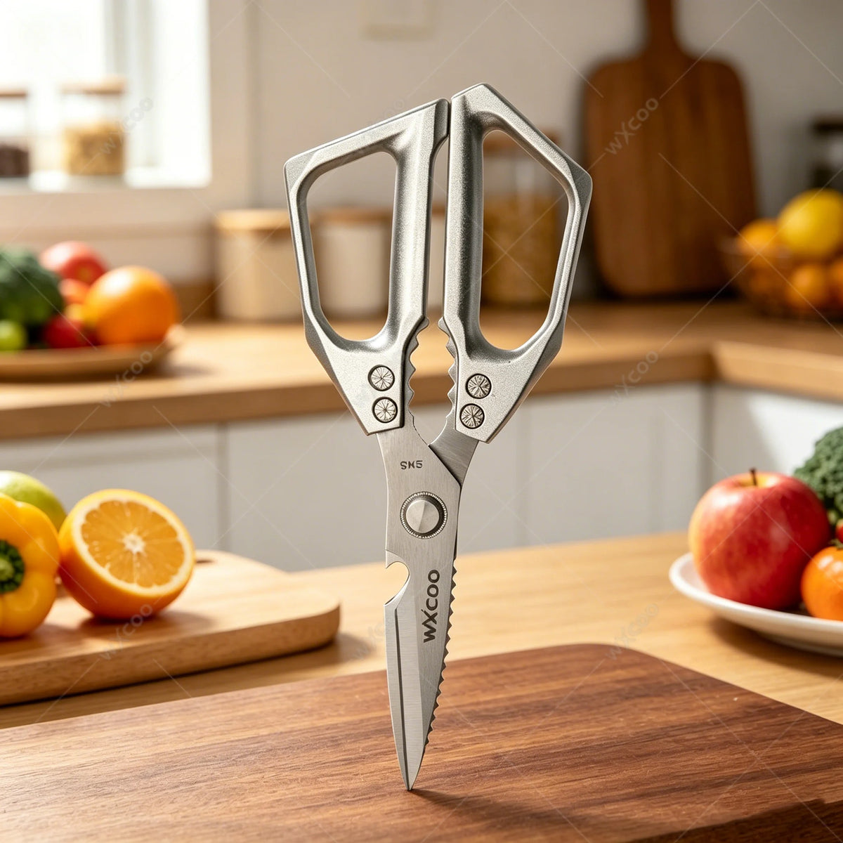 WXCOO Stainless Steel Meat Cleaver & Boning Knife Set Kitchen Knife Set Axl Scissors