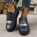 Women's Plus Size Slip-On Platform Loafers | PU Leather Sneakers Platform Loafers Axl Navy blue 36