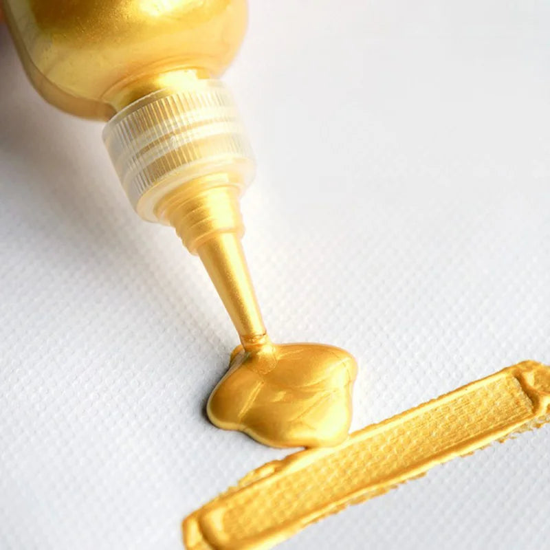60ml Metallic Acrylic Paint – Gold, Silver & Copper DIY Pigment Acrylic Craft Paint Axl Yellow