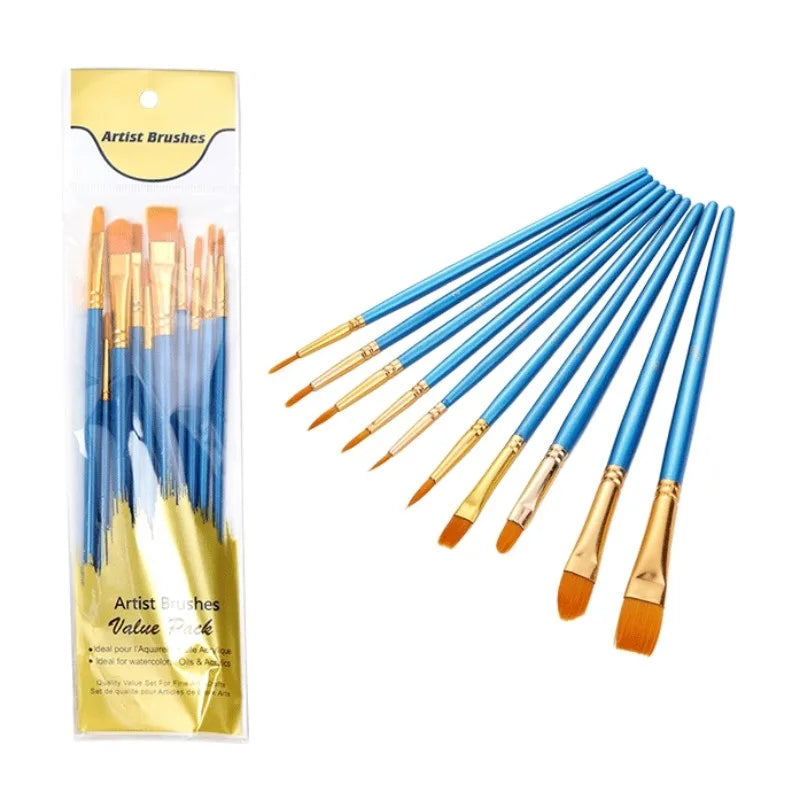10-Piece Artist Paint Brush Set – Oil, Acrylic & Watercolor Artist Paint Brushes Axl