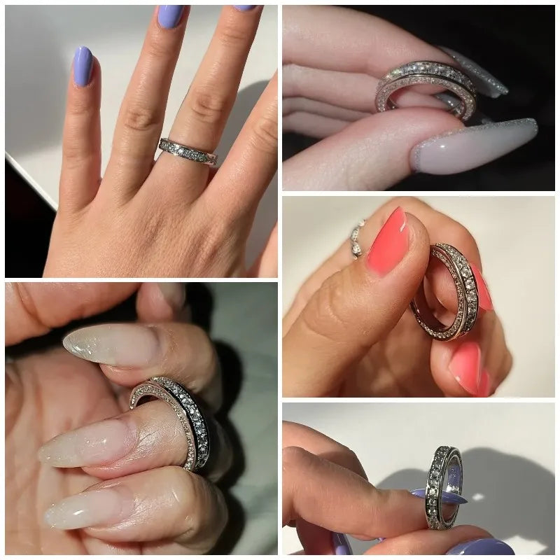 Huitan Women's Cubic Zirconia Wedding Ring – Classic CZ Band Fashion Ring Axl