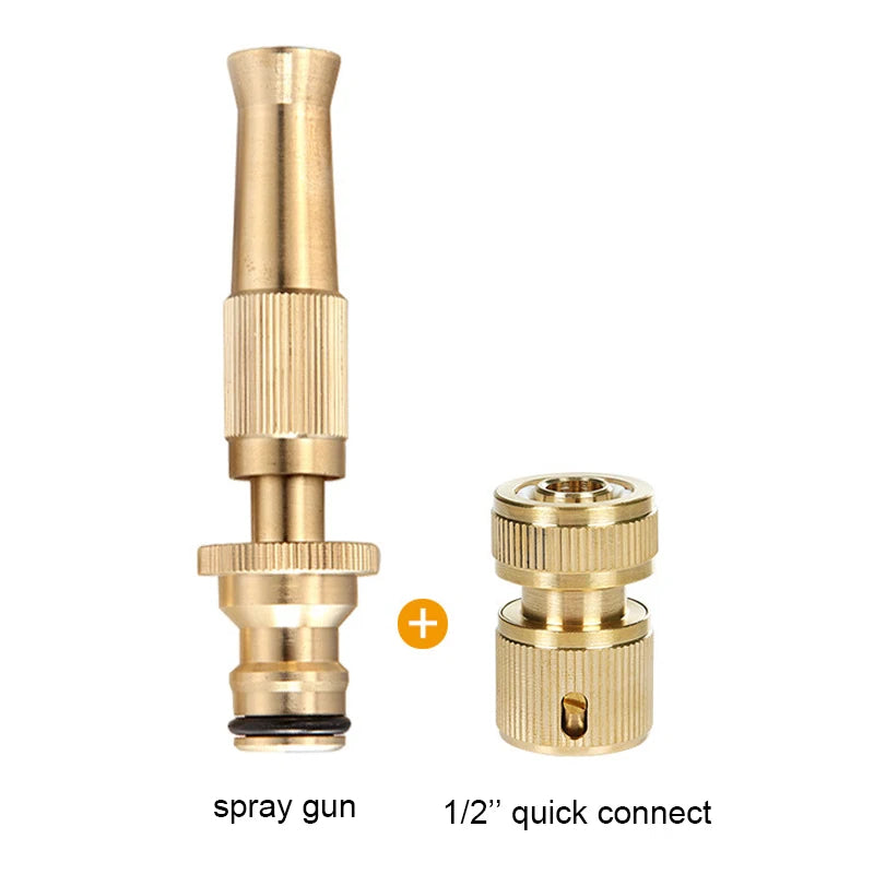 Brass High Pressure Garden Hose Spray Nozzle & Quick Connect Garden Spray Nozzle Axl Nozzle-Connector