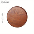 Round Acacia Wood Serving Tray – Farmhouse Candle Holder, 4 Sizes Wood Serving Tray Axl C