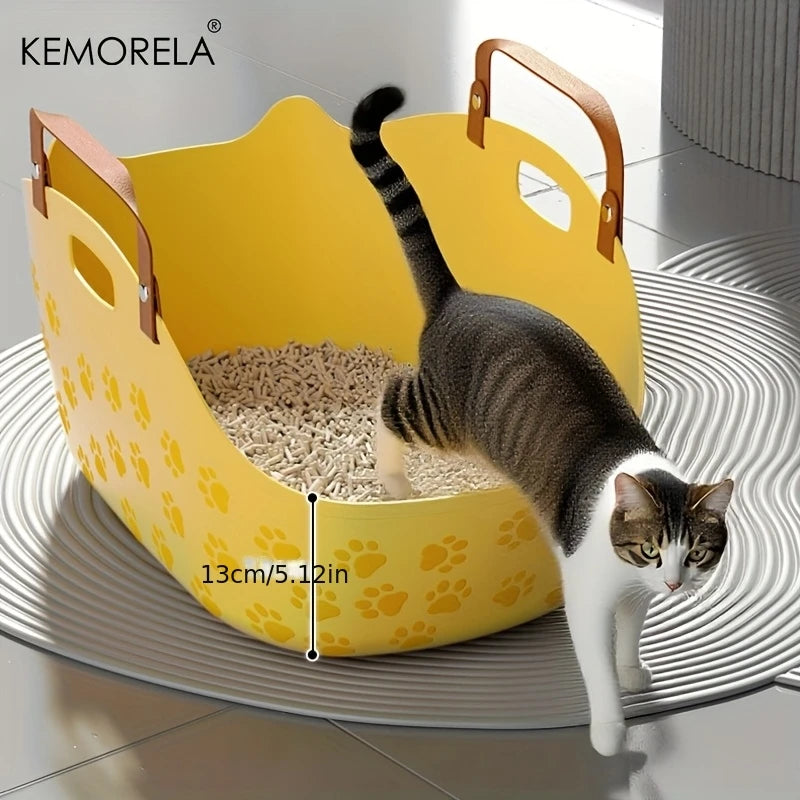 KEMORELA Portable Semi-Enclosed Cat Litter Box with Scoop Cat Litter Box Axl