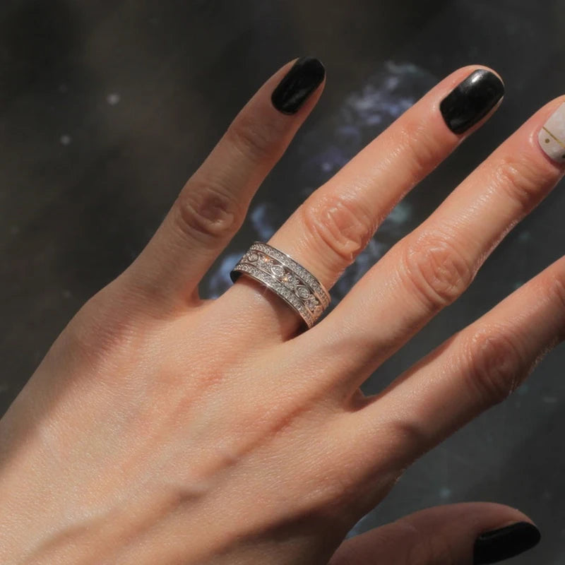 Huitan Crystal CZ Ring for Women – Wedding & Engagement Band Fashion Ring Axl