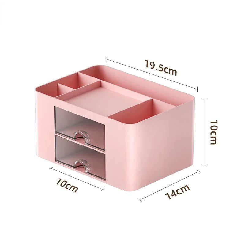 Transparent Drawer Storage Box – Desk Organizer & Pen Holder Desktop Storage Organizer Axl Pink