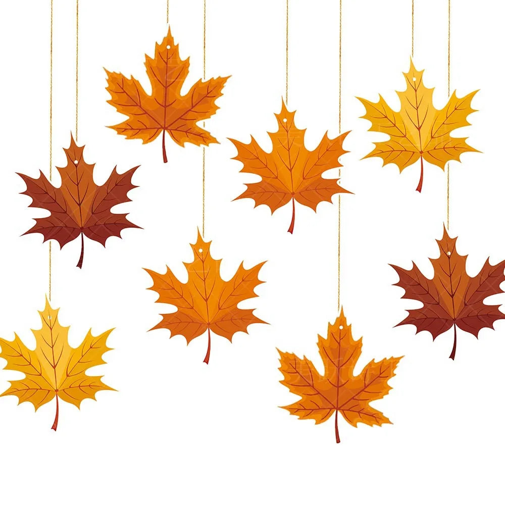 16-Piece Autumn Maple Leaf Hanging Decorations – Thanksgiving Seasonal Party Decor Axl