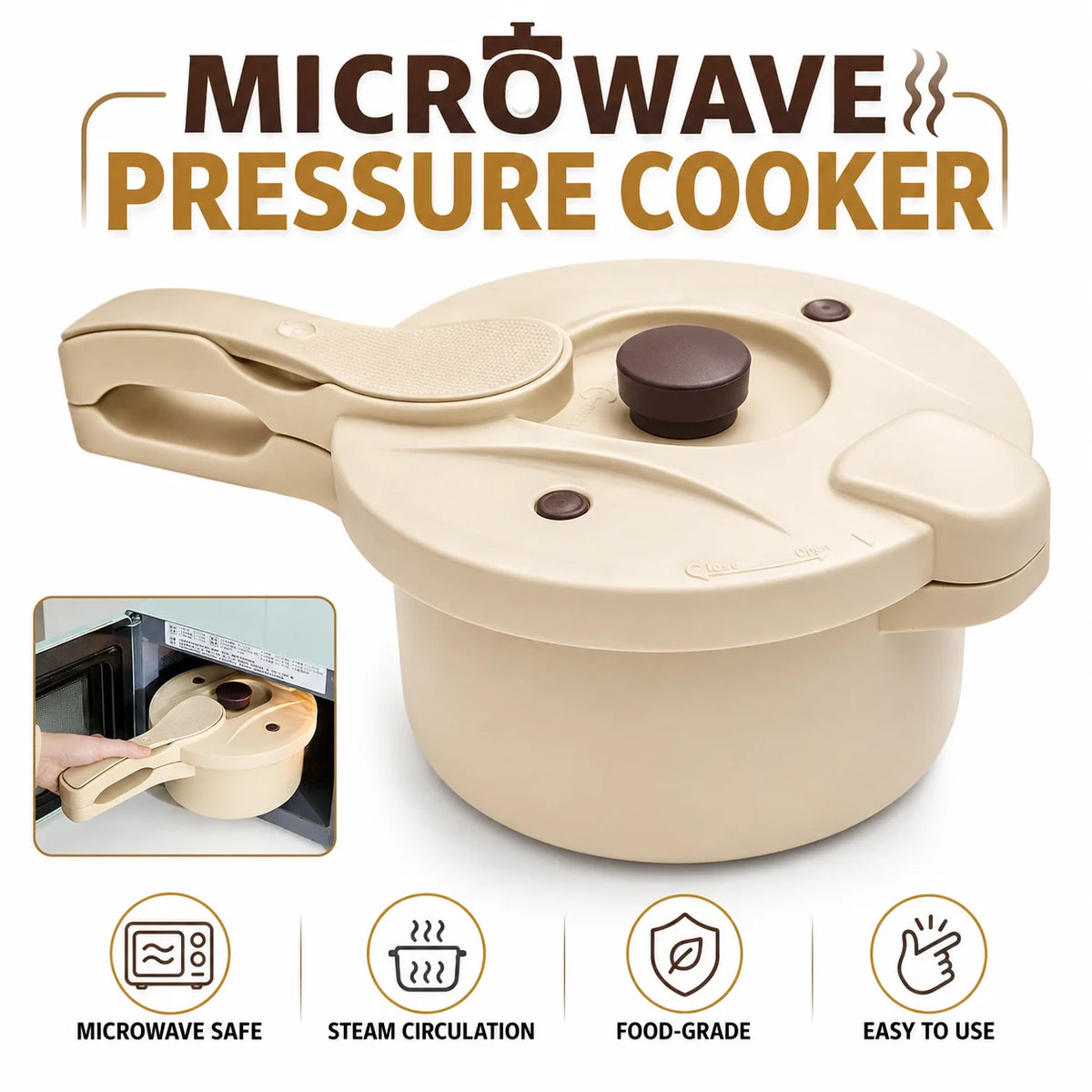 2.3L Microwave Pressure Cooker & Steamer Pot – BPA-Free Microwave Pressure Cooker Axl 2.3L Beige