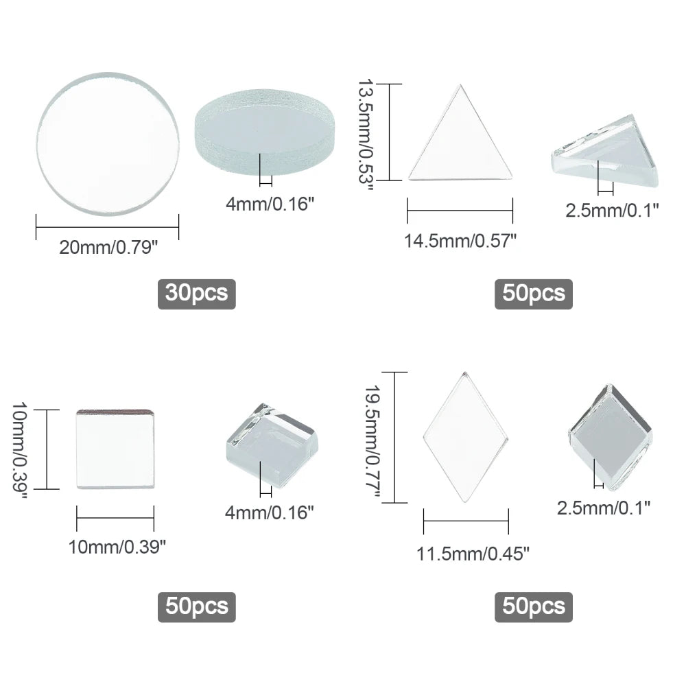 330 PCS Clear Diamond Glass Mosaic Tiles – Crystal Rhombus Craft Glass Mosaic Tiles Axl AECH04-07996