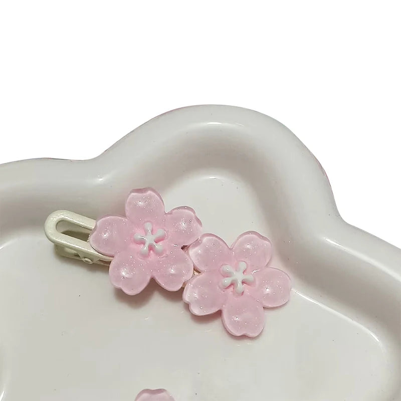 Anime Sakura Pink Flower Hair Clip – Cute Girl Barrette Flower Hair Clip Axl