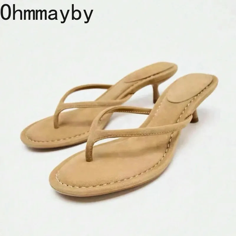 Women's Clip Toe Low Heel Slides – Elegant Summer Beach Slippers Women's Slide Sandals Axl