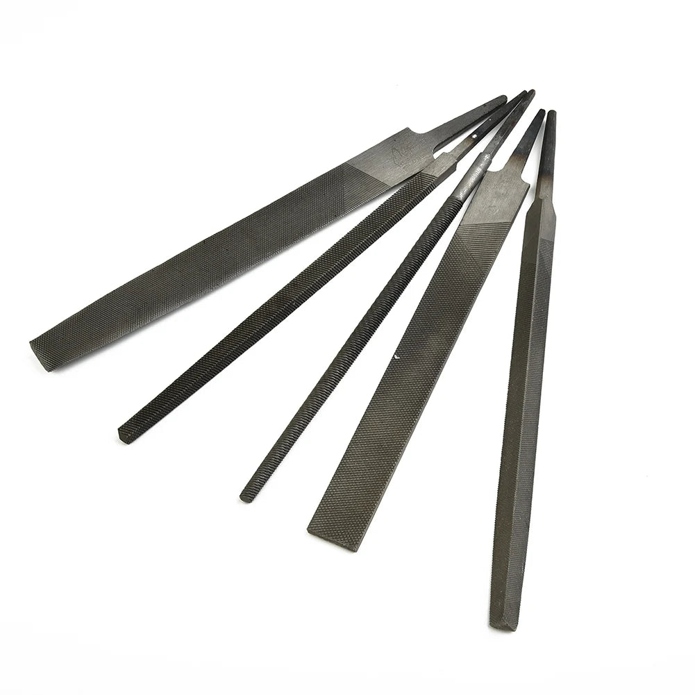 5-Piece Steel Files Set – Flat, Round, Triangle & Square, 6-Inch Steel File Set Axl