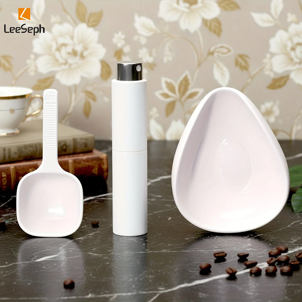 Ceramic Coffee Dosing Cup & Spoon Set – Anti-Static Tray Coffee Dosing Set Axl