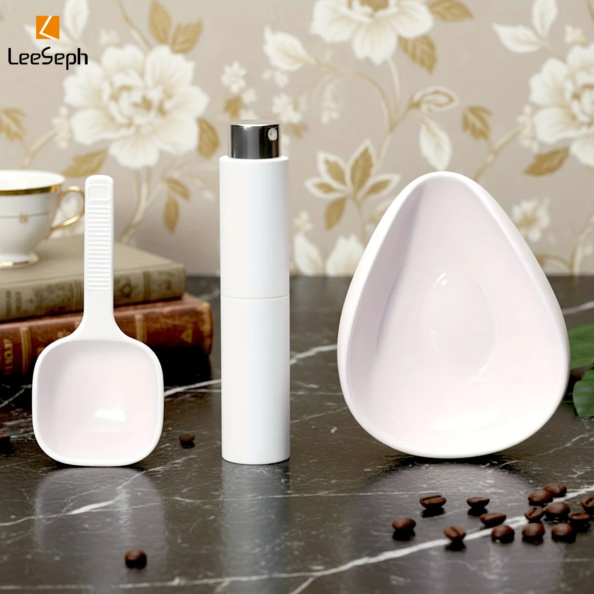 Ceramic Coffee Dosing Cup & Spoon Set – Anti-Static Tray Coffee Dosing Set Axl