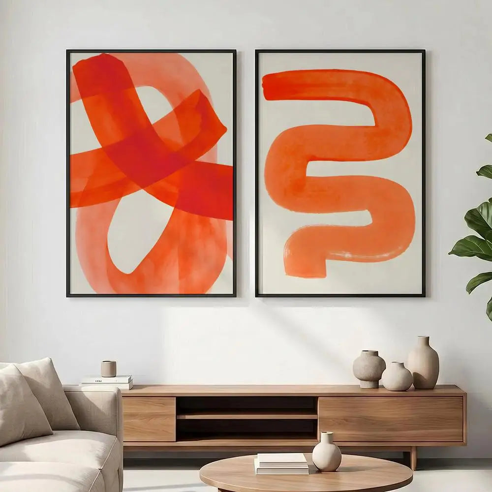 Abstract Mid Century Watercolor Brush Strokes Wall Art Poster Wall Art Poster Axl