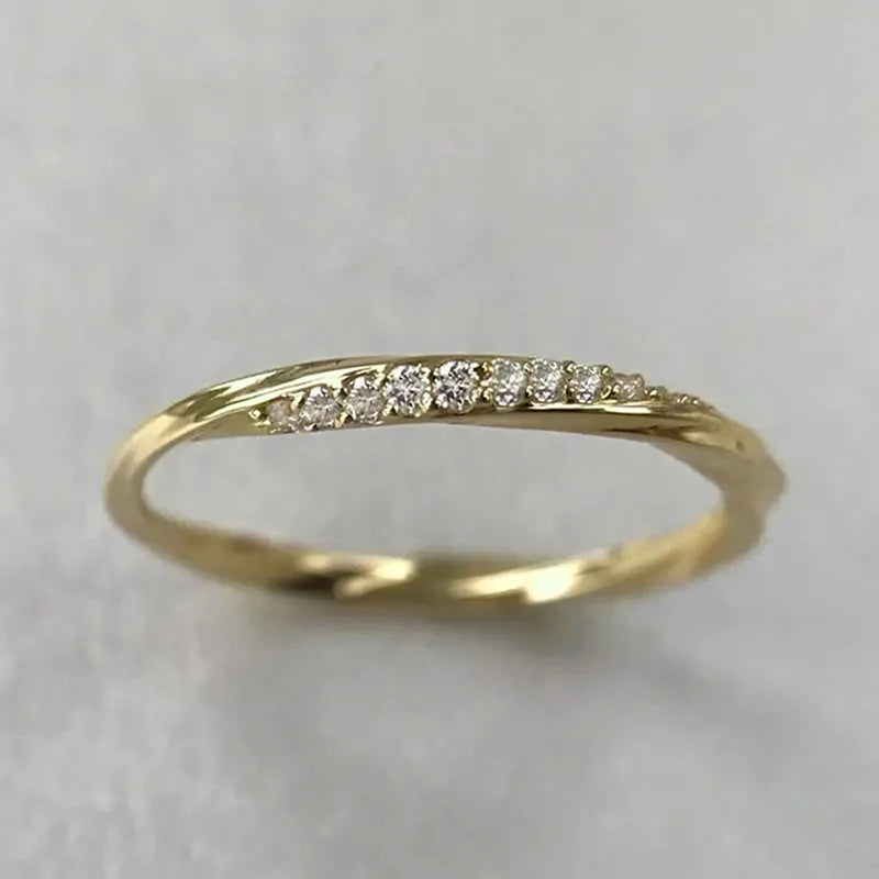 Huitan Thin CZ Ring Women – Silver & Gold Wedding Band Fashion Ring Axl