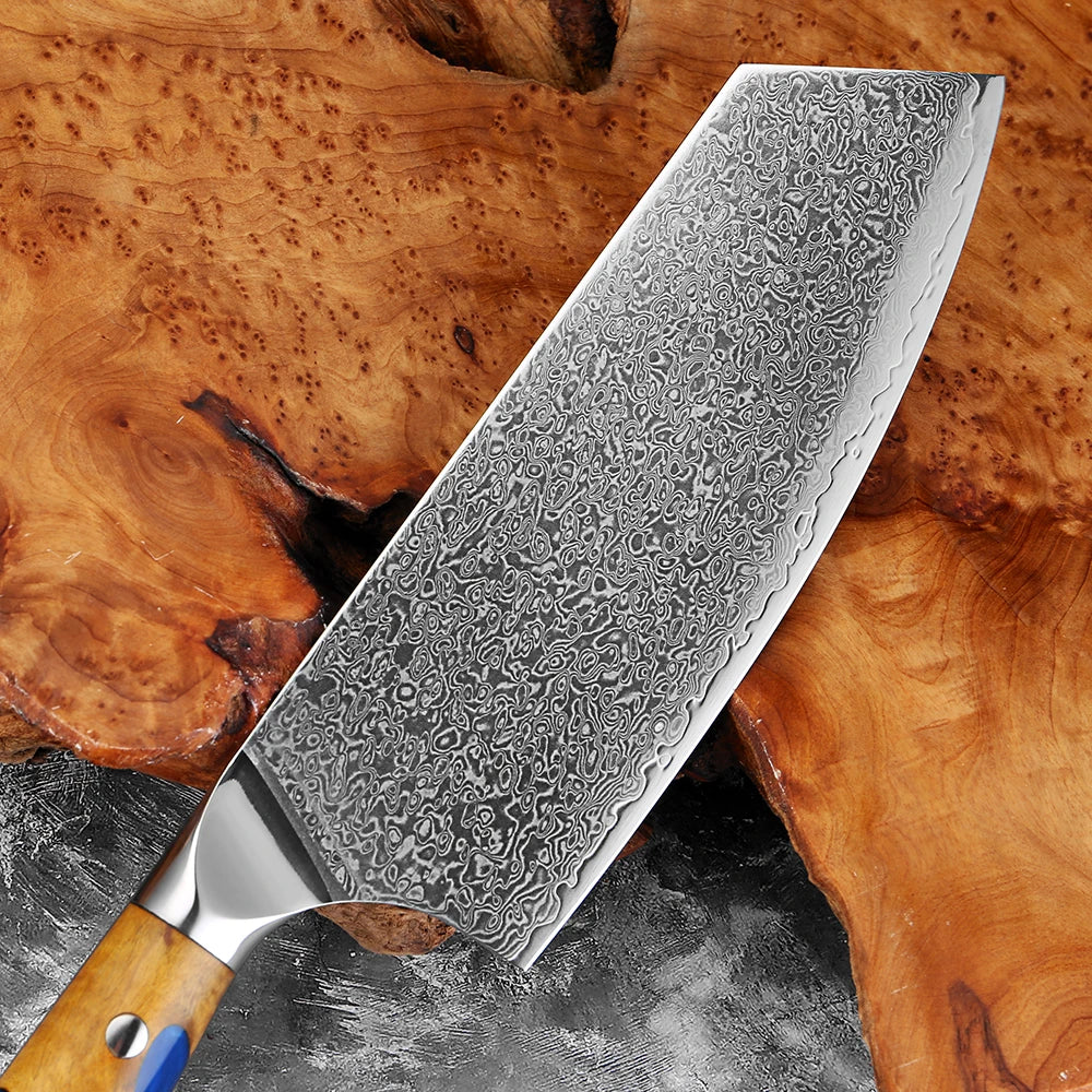 Japanese Damascus Steel Meat Cleaver Knife – 7.5" Blade Damascus Cleaver Knife Axl