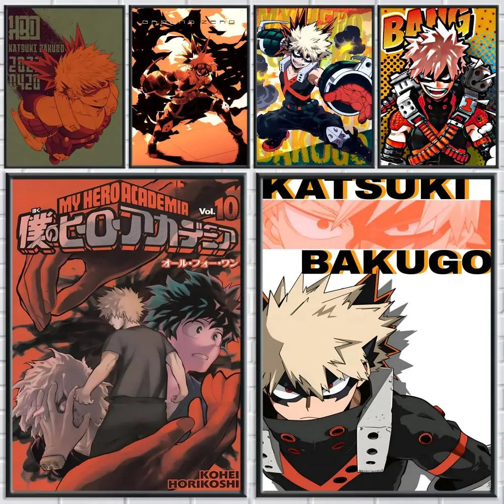 Katsuki Bakugo Anime Poster – HD Self-Adhesive Waterproof PVC Anime Wall Poster Axl