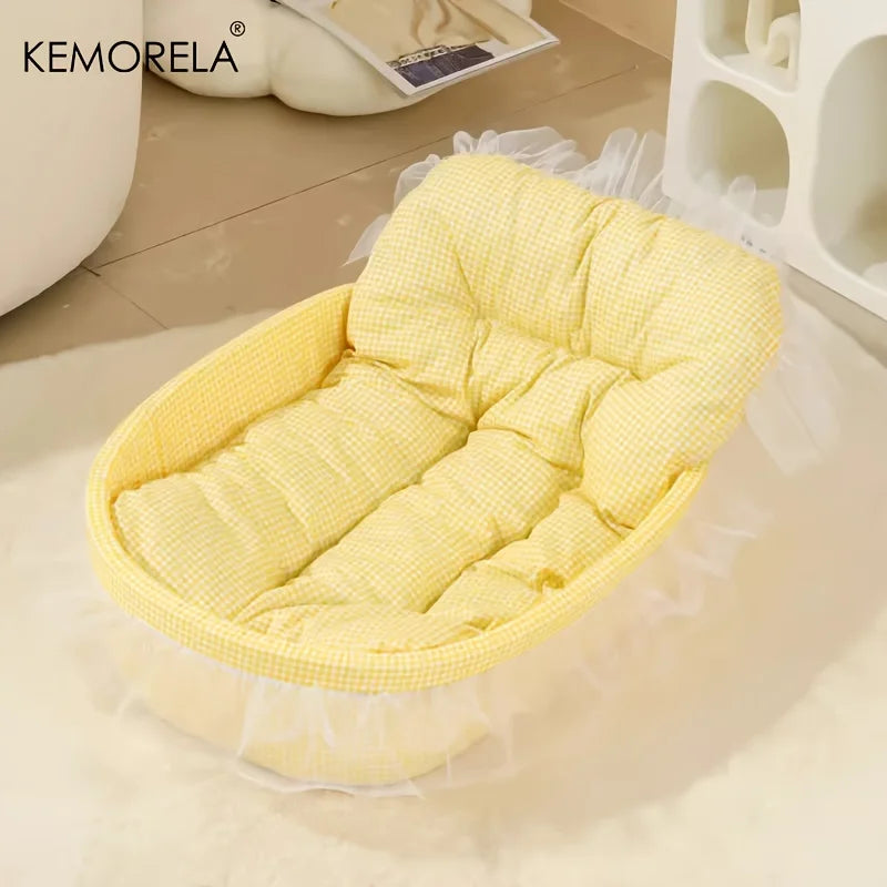 KEMORELA Cat Princess Sofa Bed – Washable Pet Mat All Seasons Cat Sofa Bed Axl Yellow