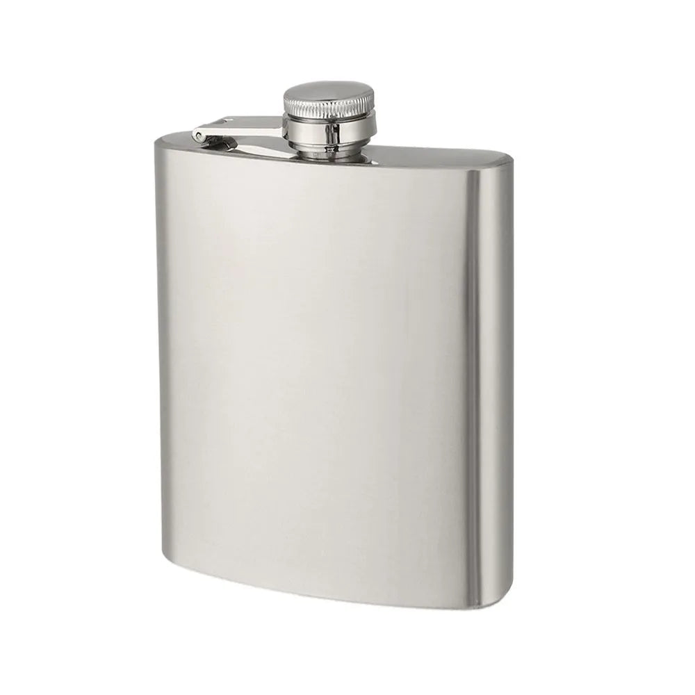 Stainless Steel Hip Flask – Leakproof Portable Whisky Flask Hip Flask Axl 7oz (196ml)-Silver
