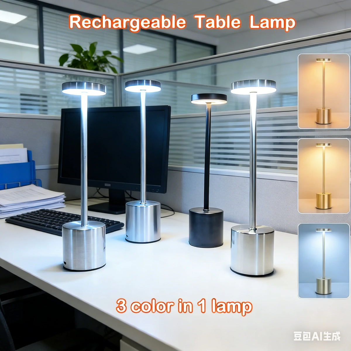 USB Rechargeable Touch Desk Lamp – 3 Color Dimming Night Light Rechargeable Desk Lamp Axl