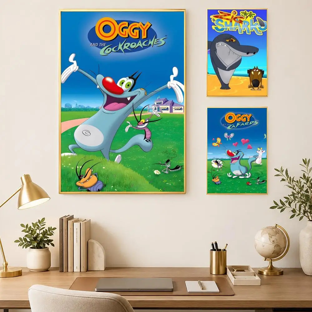 Oggy & the Cockroaches Self-Stick HD PVC Wall Poster Wall Art Poster Axl