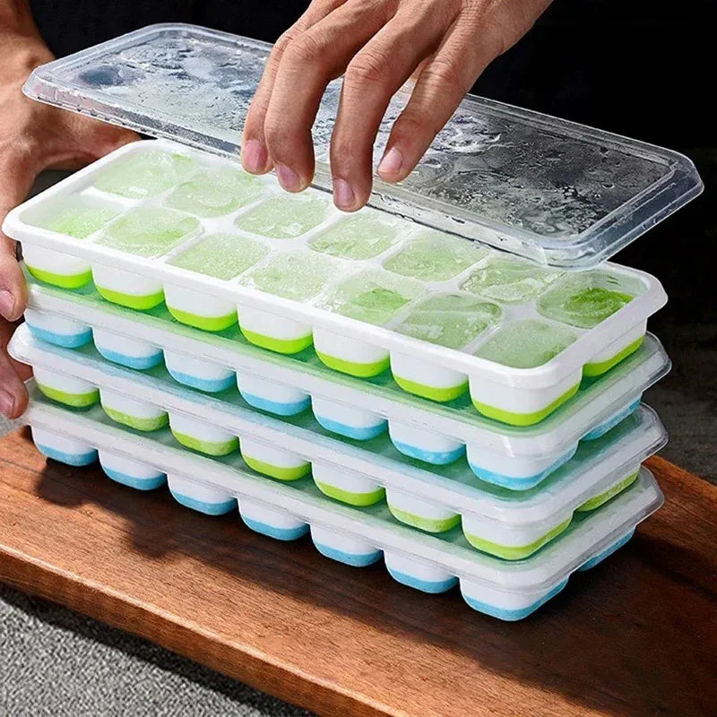 Silicone Square Ice Cube Mold with Lid – 14 Compartments Ice Cube Mold Axl