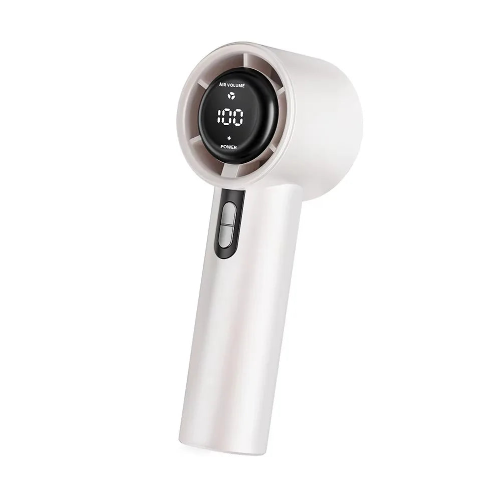 USB Rechargeable Mini Handheld Fan – 100 Speeds, 3000mAh Handheld Cooling Fan Axl White
