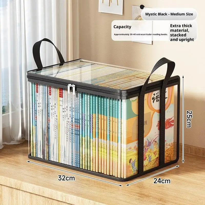 Clear PVC Storage Box Flip-Top Lid & View Window Organizer PVC Storage Box Axl M Black