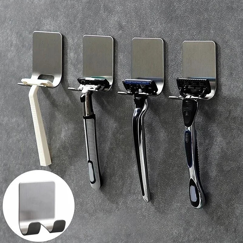 Stainless Steel Razor Holder – Punch-Free Adhesive Wall Hook Razor Wall Holder Axl