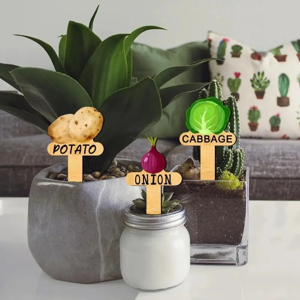 Wooden Vegetable Garden Signs – T-Shape Plant Labels Set Garden Plant Labels Axl