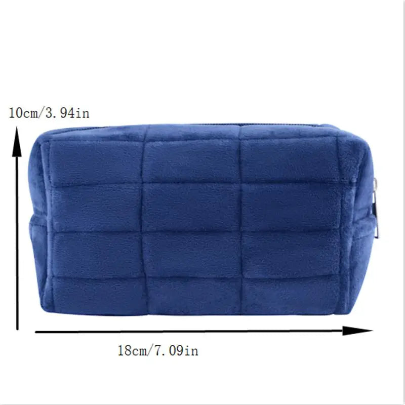 Cute Plush Makeup Bag – Large Fuzzy Cosmetic Travel Pouch Plush Cosmetic Bag Axl Dark blue