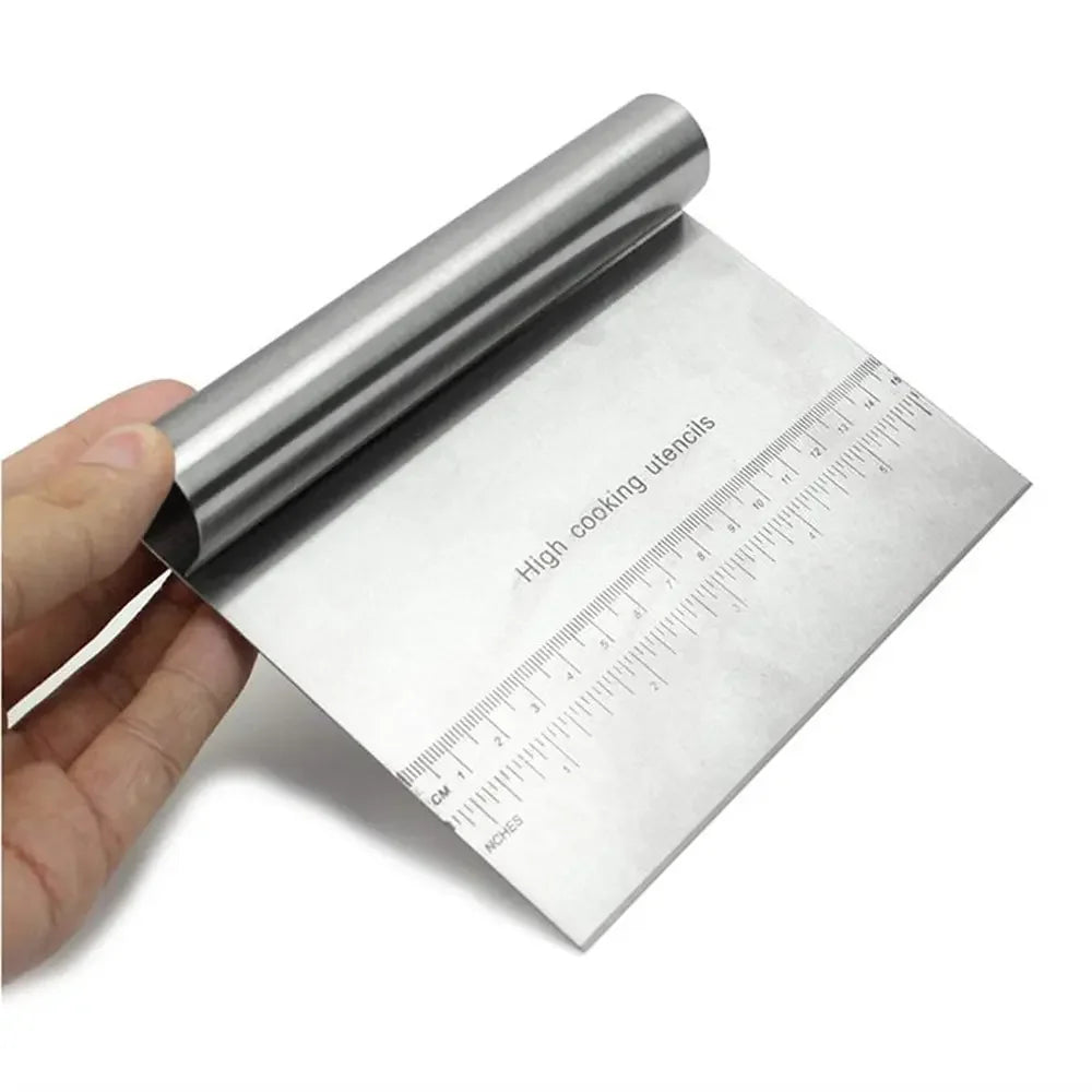 Stainless Steel Dough Scraper & Pizza Cutter with Measuring Scale Dough Pastry Scraper Axl