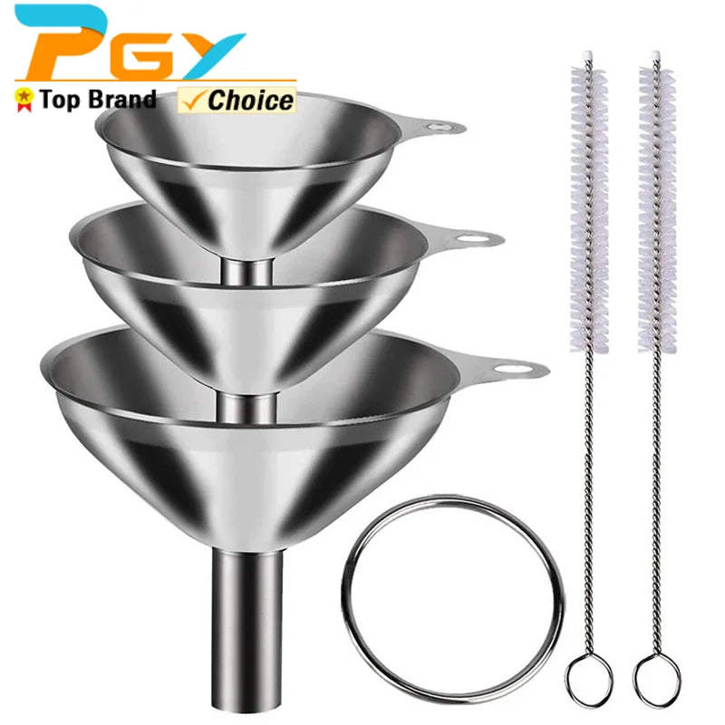 Stainless Steel Kitchen Funnels Set – 3/5 Pcs Food Grade Kitchen Funnel Set Axl
