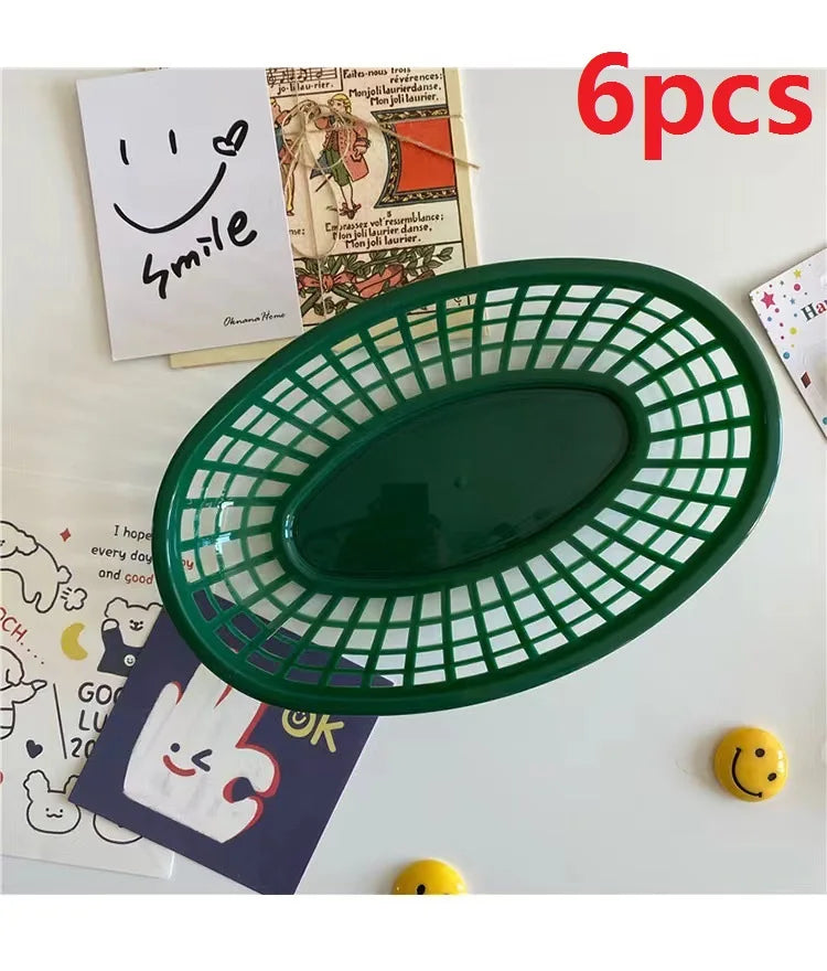 Oval Plastic Food Serving Baskets 6–12 Pcs | Burgers & Fries Food Serving Basket Axl 6pcs green