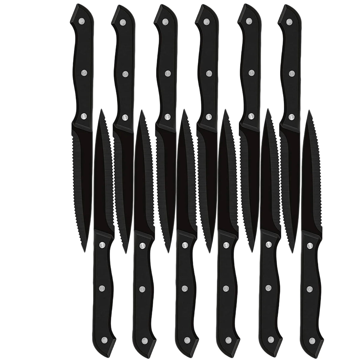 Steak Knives Set 1–12 Pc | Serrated Stainless Steel Dinner Knife Steak Knife Set Axl 12 Pcs Black blade China Mainland