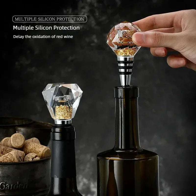Crystal Glass Wine Stopper – Diamond Luxury Bottle Seal Wine Stopper Axl