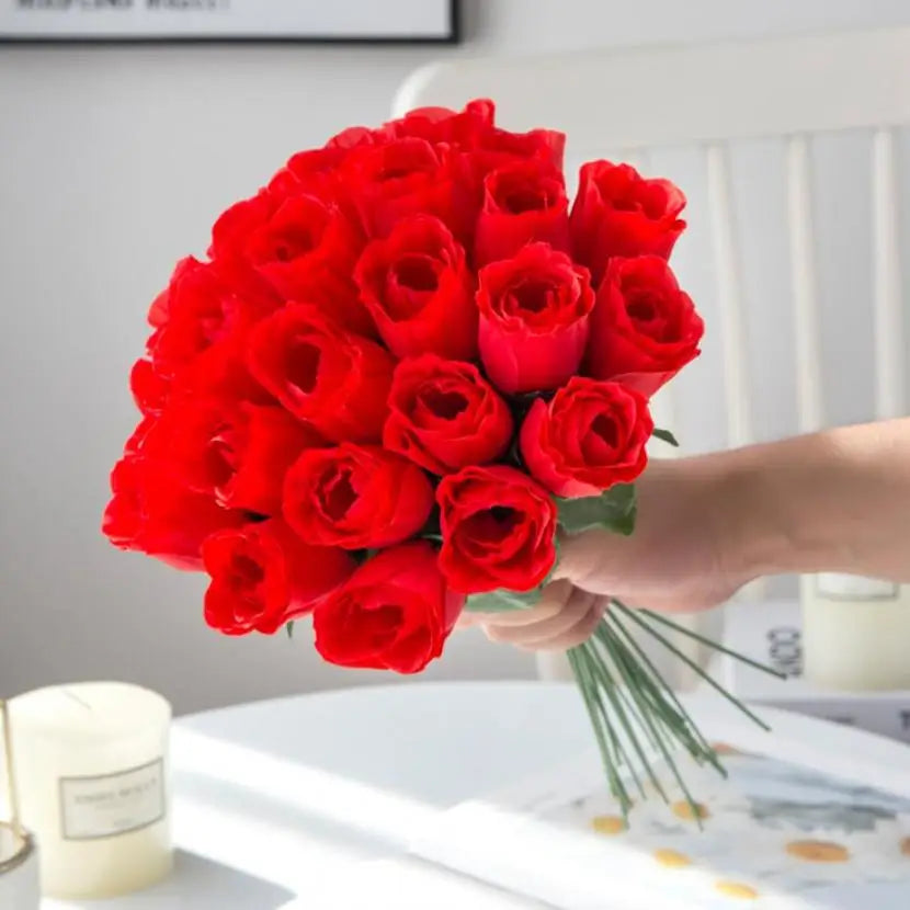 Silk Red Roses Artificial Flowers 5/10 Pcs | Wedding Bouquet Artificial Flowers Axl