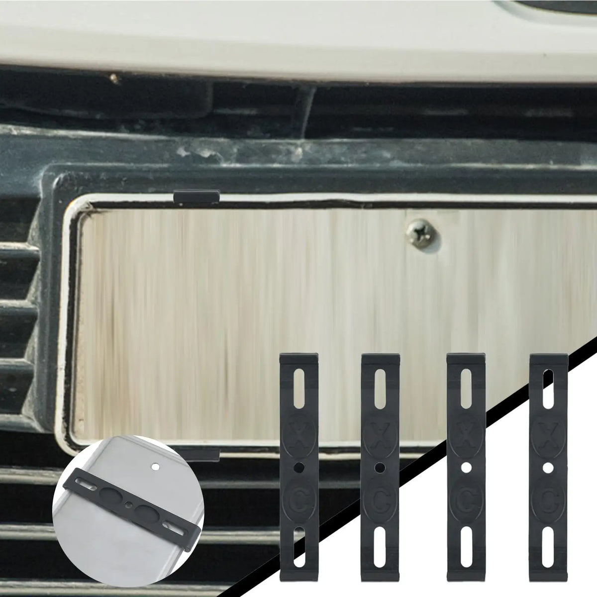 Frameless License Plate Holder 4-Pack – Invisible Car Tag Mount License Plate Holder Axl