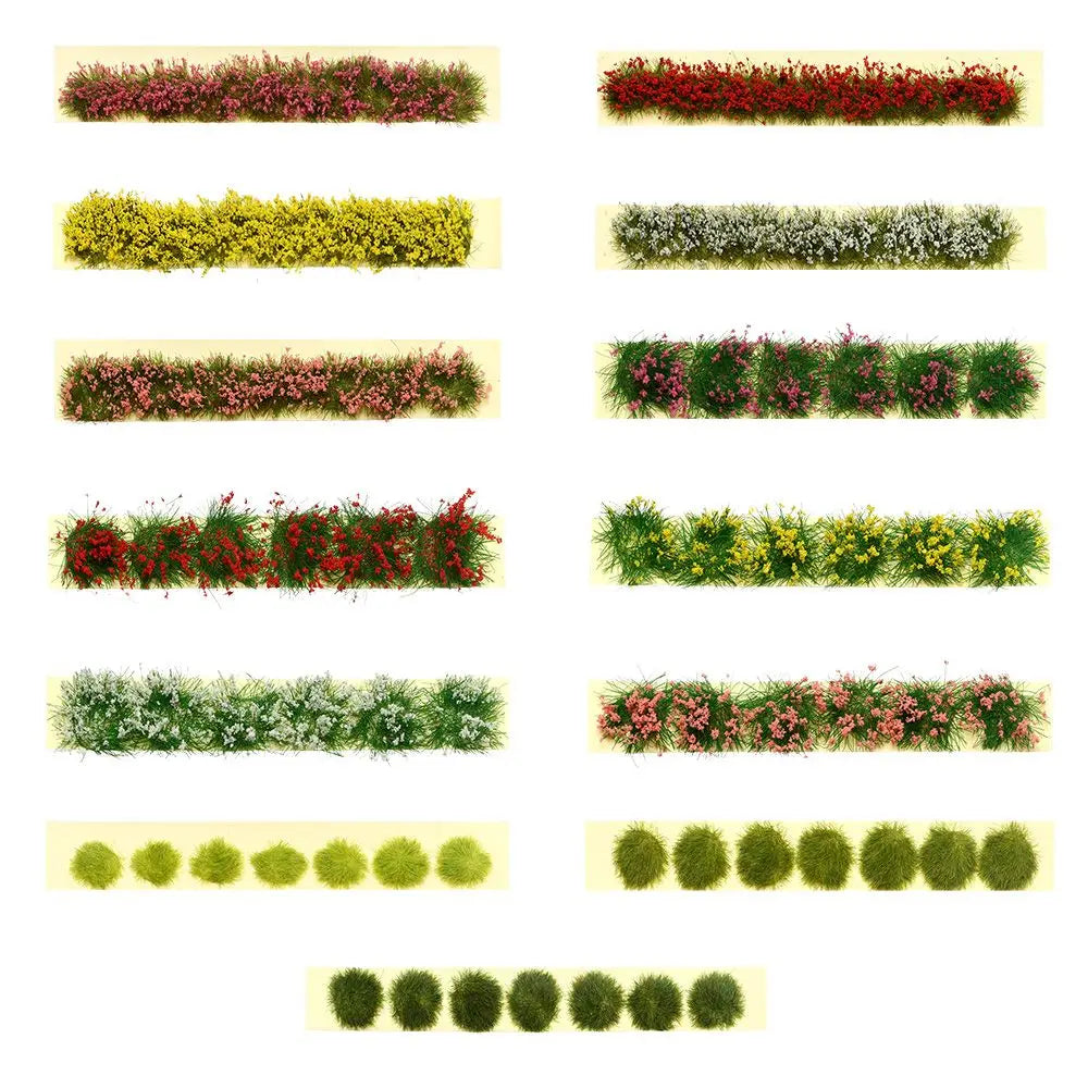 Miniature Grass Tufts & Flower Clusters – Wargame Terrain Decor Miniature Scenery Tufts Axl