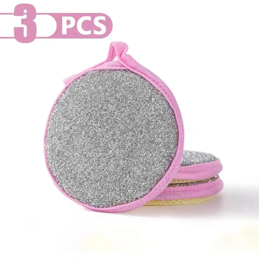 Double-Sided Dishwashing Sponge Scouring Pads | 3/5/10 Pack Kitchen Sponge Pad Axl pink 3pcs