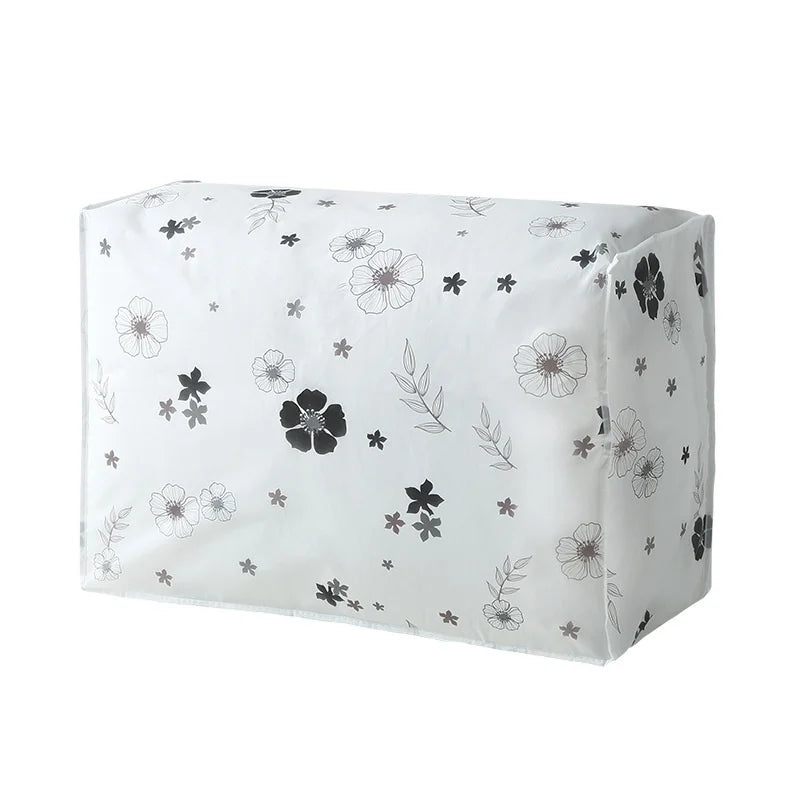 Foldable Quilt Storage Bag – Feather Print Blanket Organizer Storage Organizer Bag Axl flower 55x36x20cm