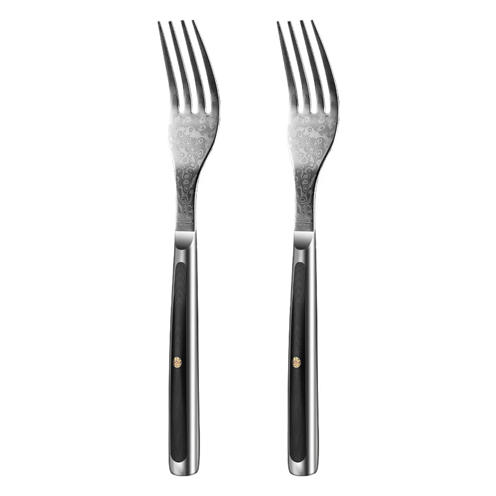 Sunnecko 73-Layer Damascus VG10 Steak Knife & Fork Set Steak Knife Set Axl 2PCS Forks Set China Mainland