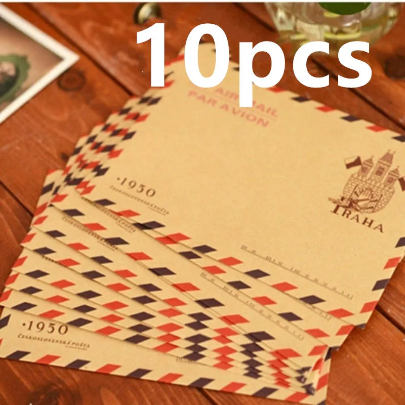 10-Pack Retro Kraft Mini Envelopes – Vintage Airmail Style Kraft Mini Envelopes Axl Default Title