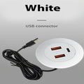 Desk Clamp USB Hub – 3 Outlets, 2 USB-A & Type-C Ports Desktop USB Charging Hub Axl white