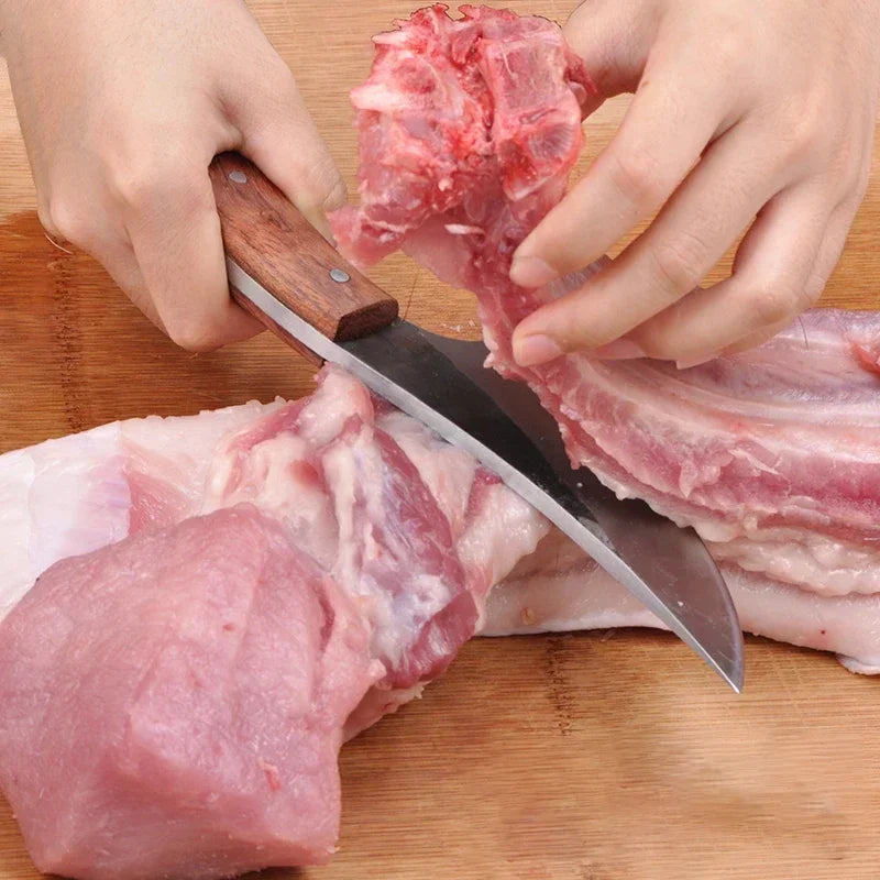 Mongolian Curved Boning Knife – Stainless Steel Scimitar Curved Boning Knife Axl