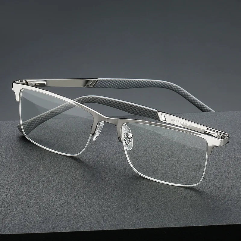 Men's Blue Light Blocking Reading Glasses | Half Frame Steel Reading Glasses Axl