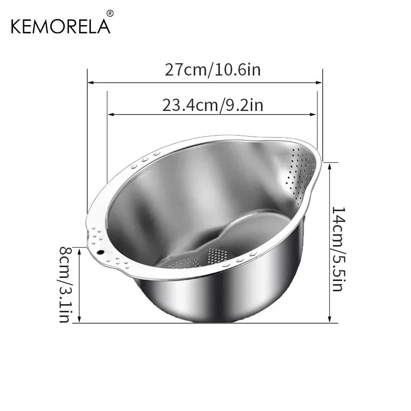 KEMORELA Stainless Steel Rice Washer Bowl & Colander Colander Strainer Bowl Axl